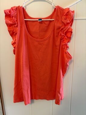 Old Navy Coral Ruffle Sleeve Tank
